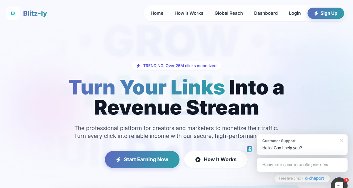 Screenshot of BlitzLy - The Best Paying